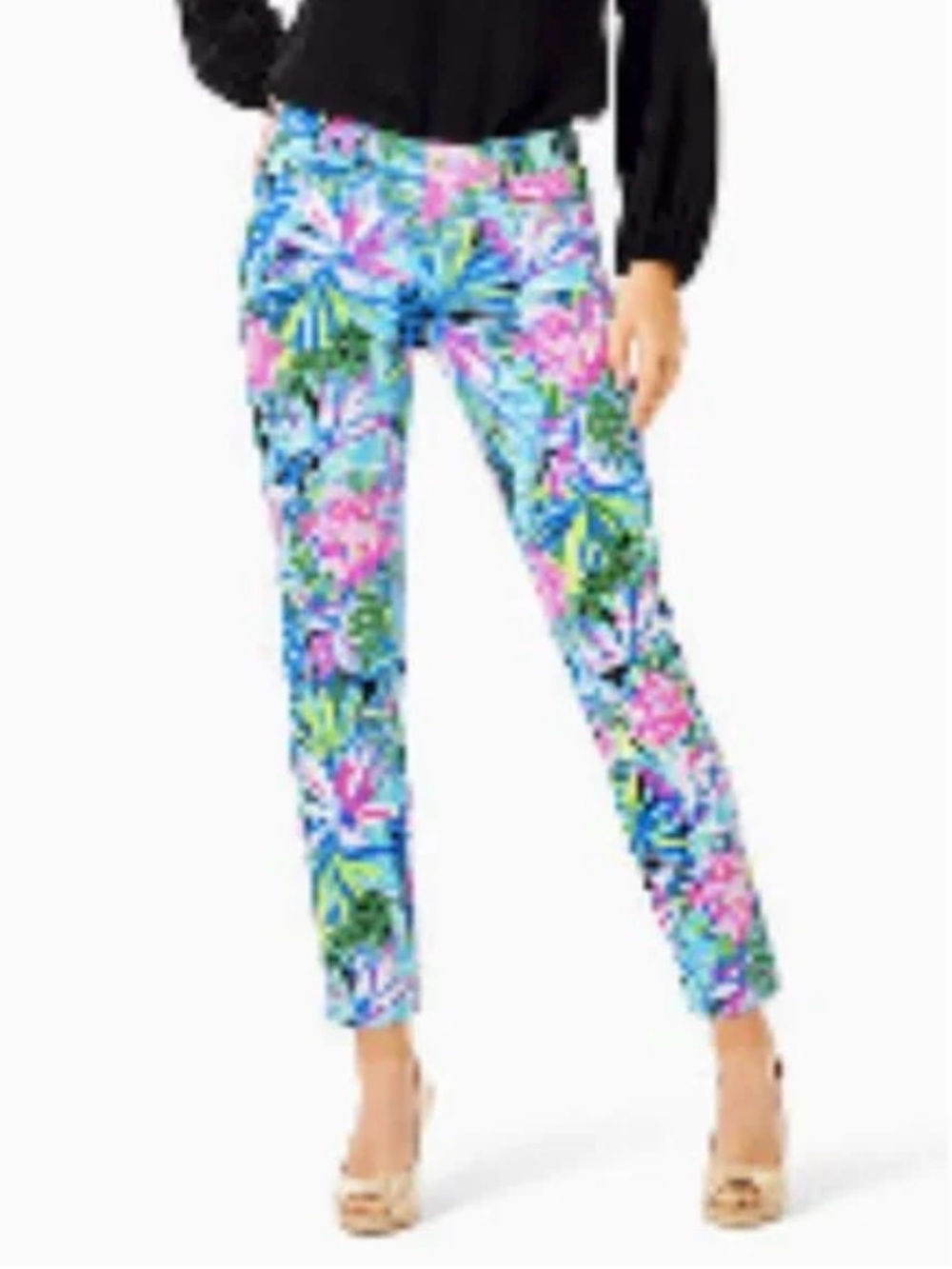Lilly Pulitzer Pink, Blue & Green Floral Pants